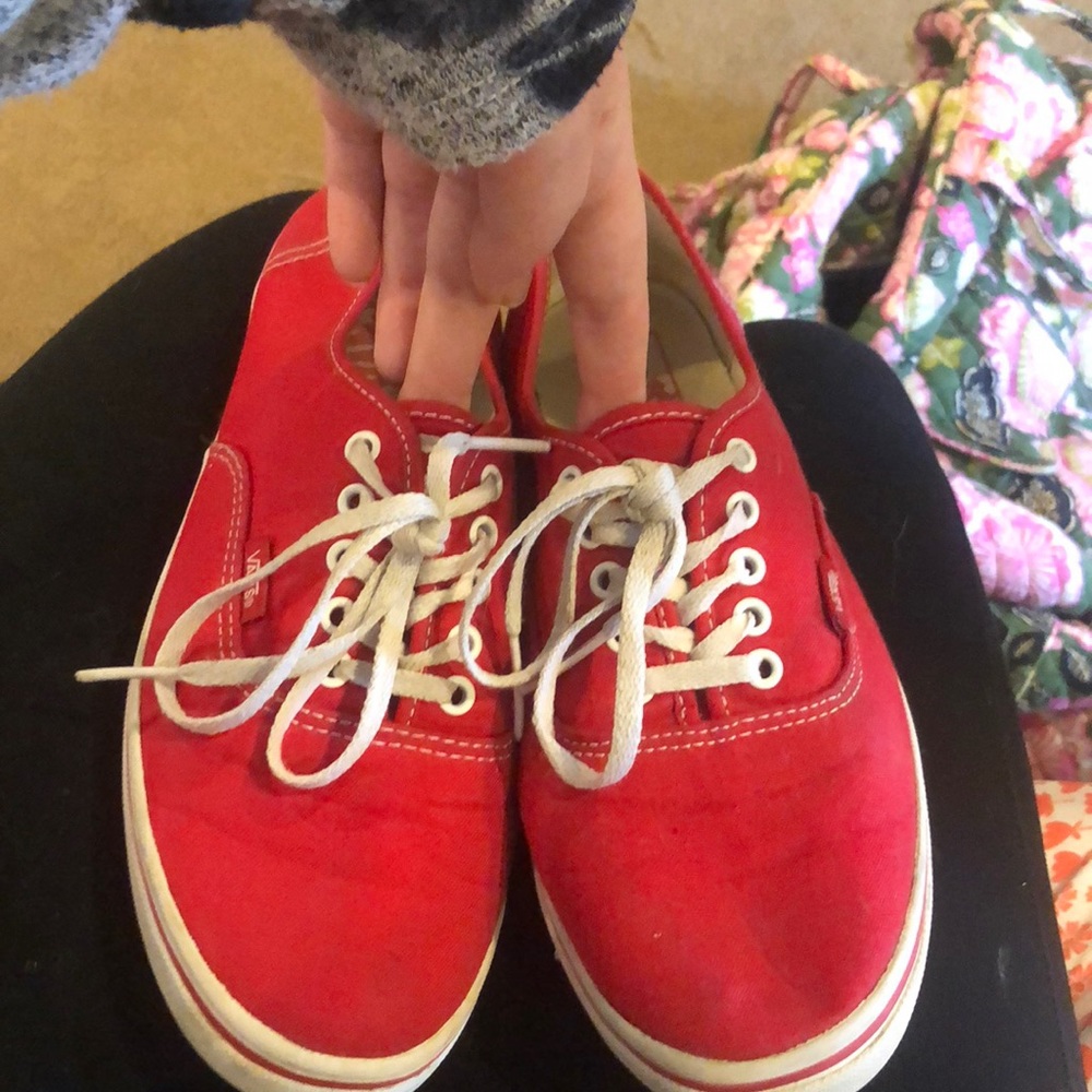 Red Vans sneakers